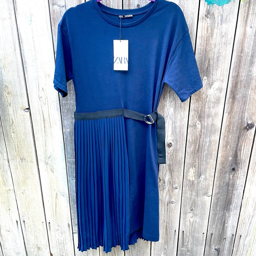 NWT Zara Belted Pleated Skirt Dress
